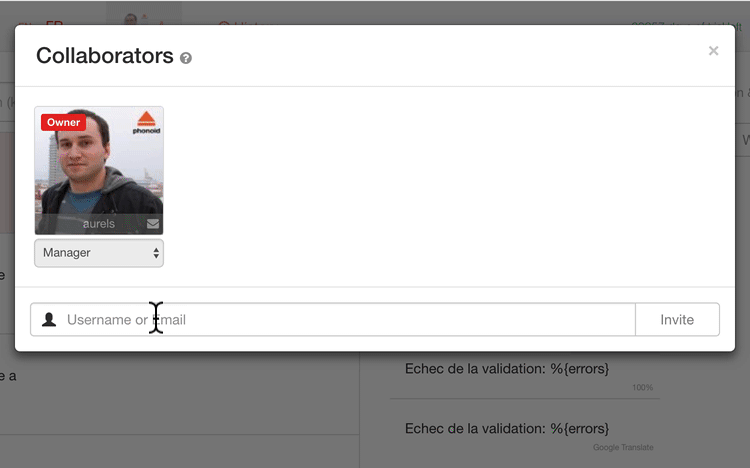 Screen recording of the smooth team management feature in the translation and projet management interfaces.