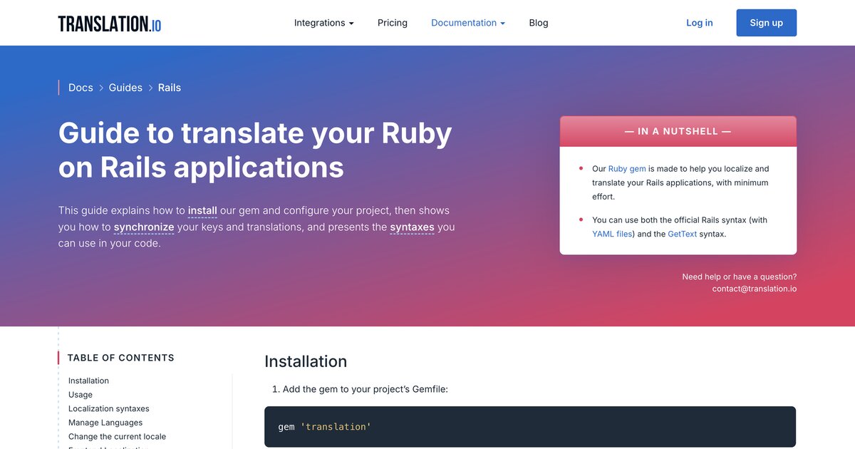 Guide to translate your Ruby on Rails applications - Translation.io