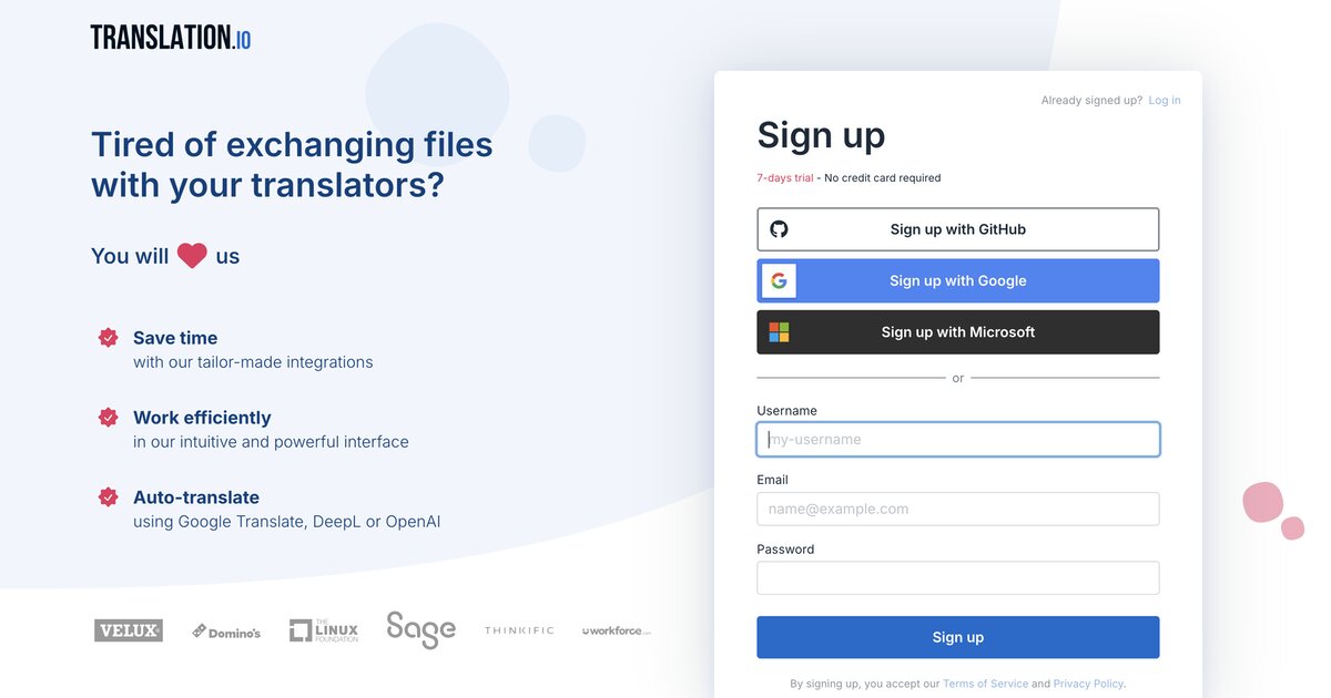Language Translator Sign Up Sign Up - Translation.io